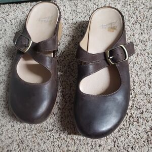 Dansko brown open back clogs
